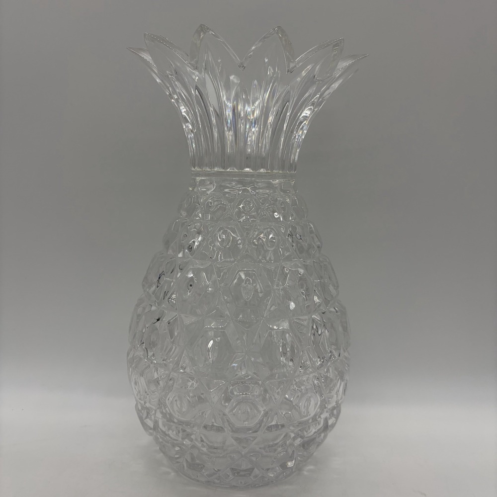 VTG Shannon Leaded Crystal Pineapple Vase 10" Tall Heritage Tropical Hospitality
